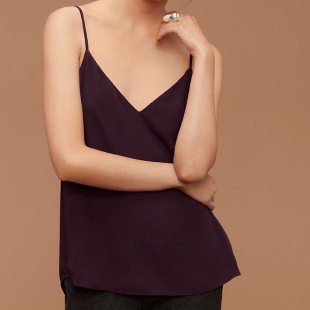 Babaton Burgundy Sleeveless Slip Style Camisole Top